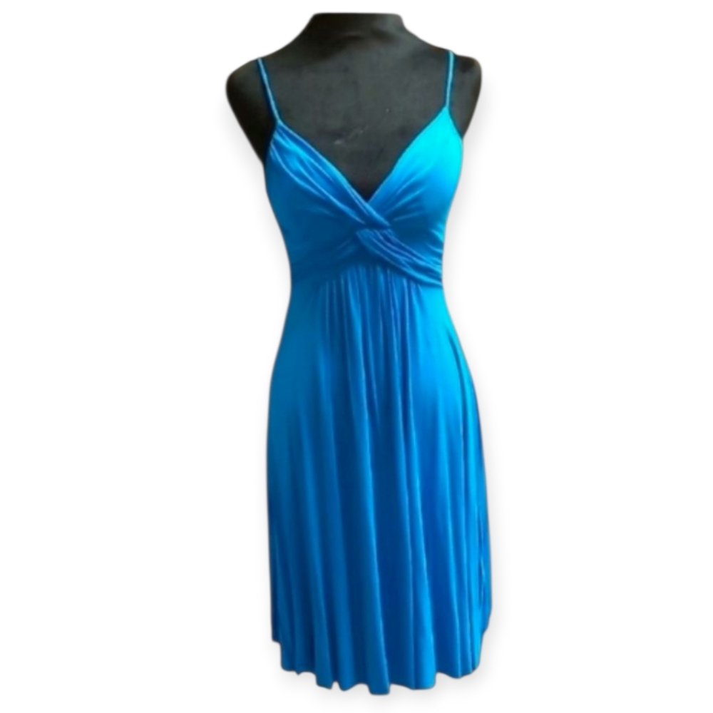 Elegant Blue Spaghetti Strap Dress Size PTP 15 Length 25.